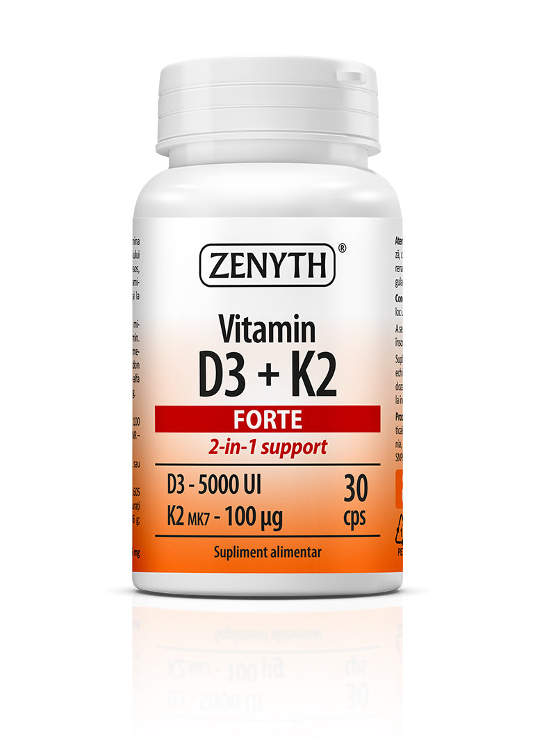 Vitamin D3 + K2 Forte, 30 capsule, Zenyth