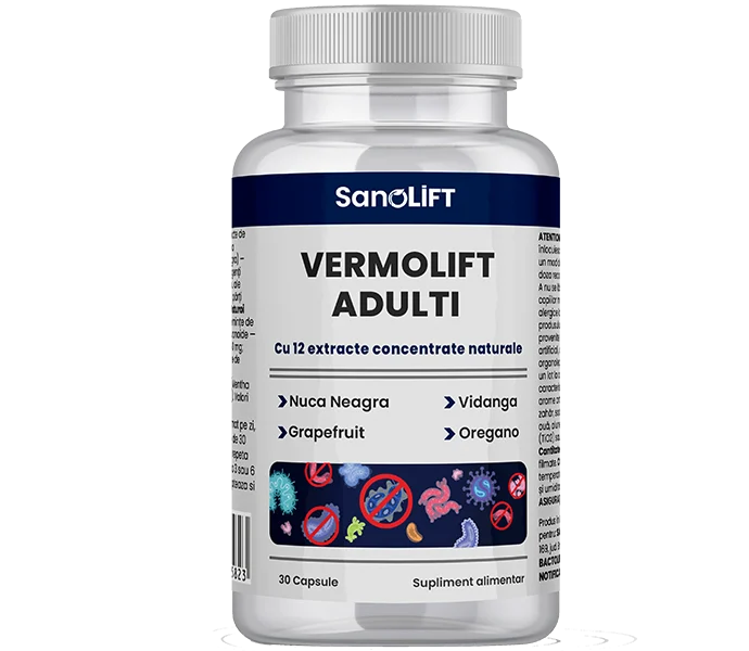 VermoLift Adulti: Supliment pentru Paraziti Intestinali Cu 12 Ingrediente Naturale x 30 capsule, Sanolift