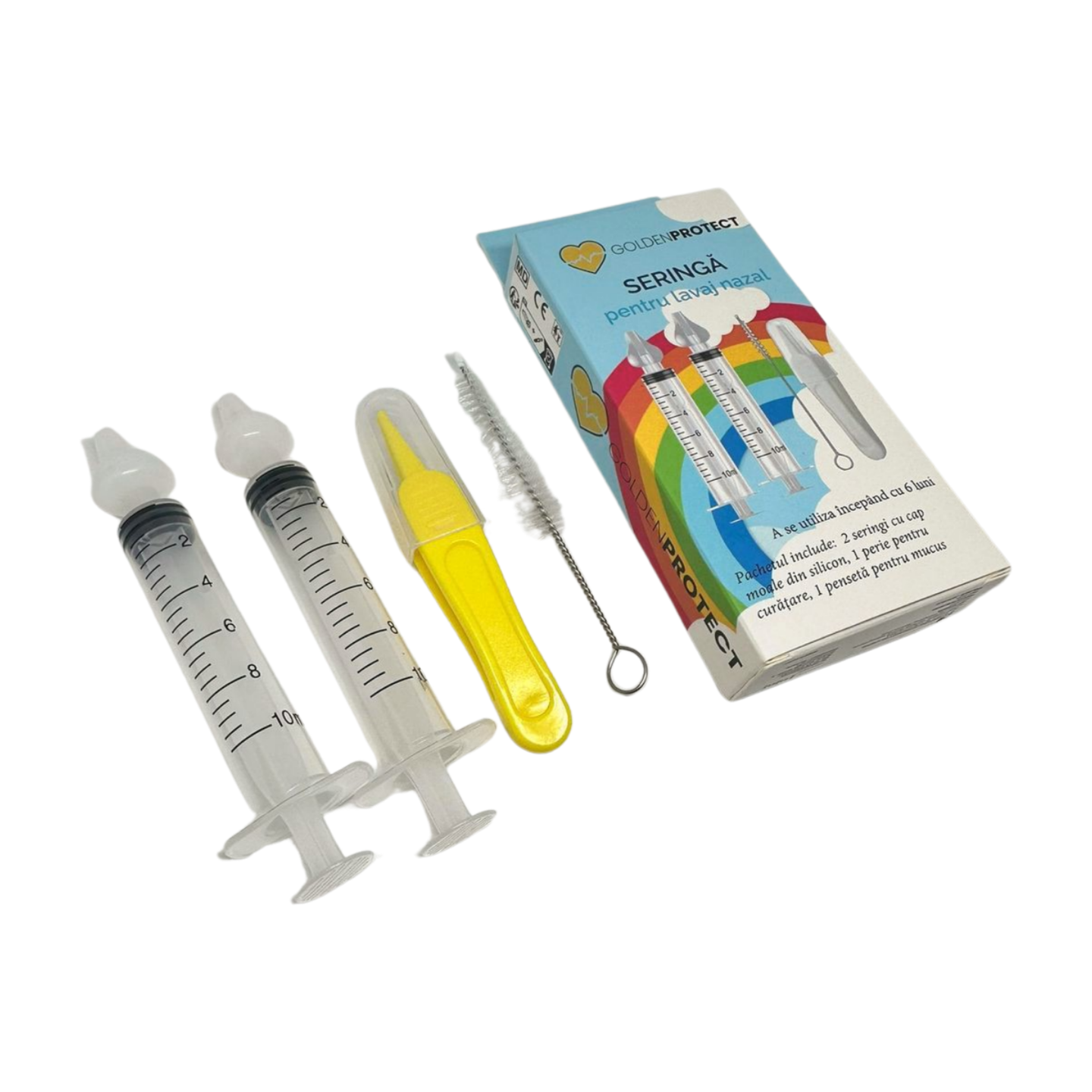 Kit lavaj nazal bebelusi tip seringa Golden Protect