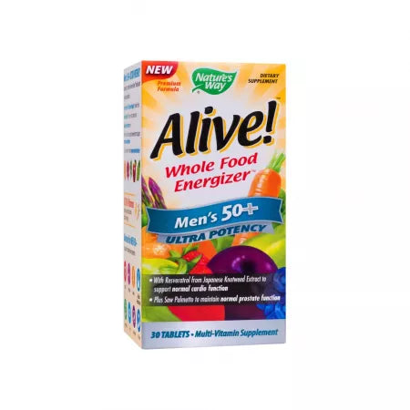 MULTIVITAMINE PENTRU BARBATI ALIVE MEN'S 50+ ULTRA NATURE'S WAY, 30 TABLETE, SECOM