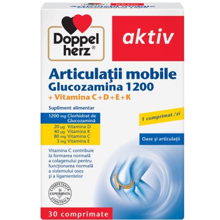 ARTICULATII MOBILE GLUCOZAMINA 1200 + VITAMINA C+D+E+K AKTIV 30 COMPRIMATE DOPPELHERZ