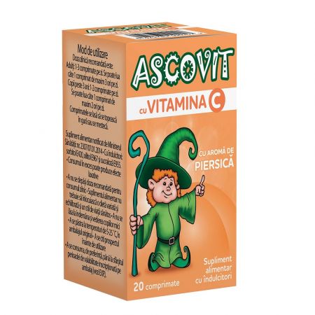 ASCOVIT CU VITAMINA C CU AROMA DE PIERSICA 20 COPRIMATE