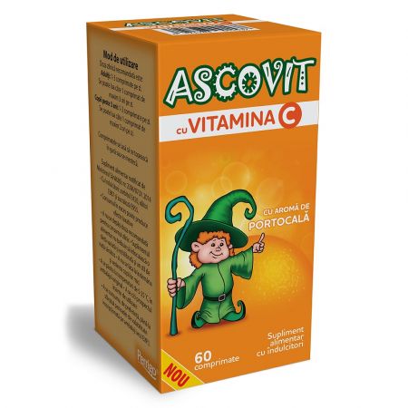 ASCOVIT CU VITAMINA C CU AROMA DE PORTOCALA 60 COPRIMATE