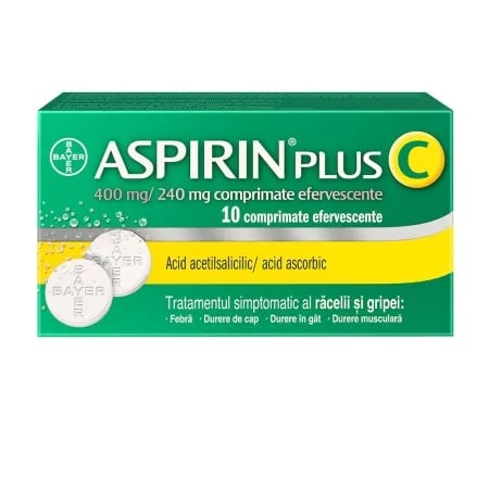 Aspirin Plus C 400mg/240mg, 10 comprimate efervescente, Bayer