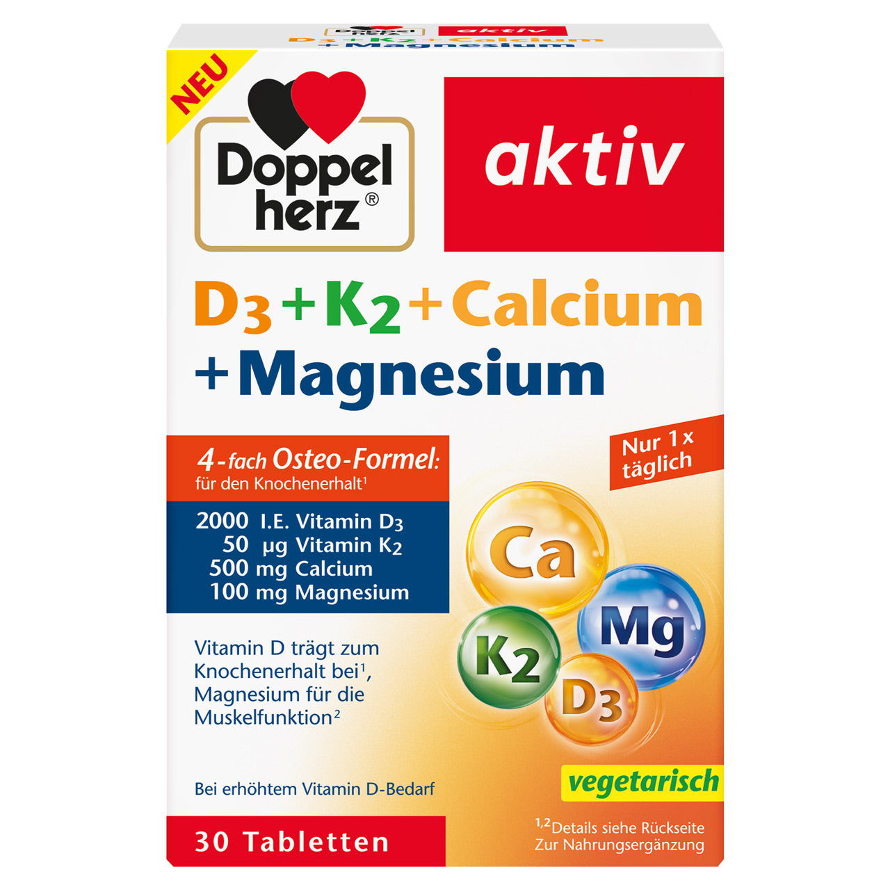 MAGNEZIU + CALCIU + D3 AKTIV 30 COMPRIMATE DOPPELHERZ