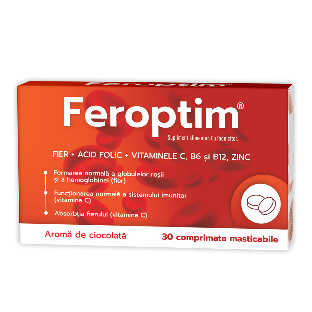 FEROPTIM CU AROMA DE CIOCOLATA 30 COMPRIMATE MASTICABILE ZDROVIT