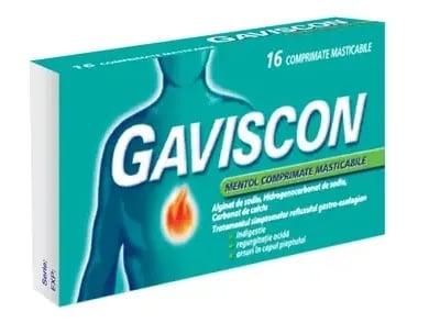 Gaviscon Mentol, 16 comprimate masticabile, Reckitt Benckiser