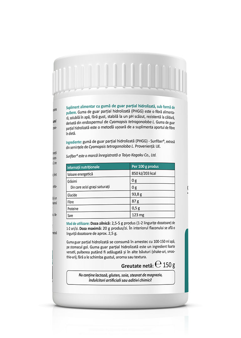 PHGG Gumă Guar Parțial Hidrolizată Sunfiber® X 150g pulbere