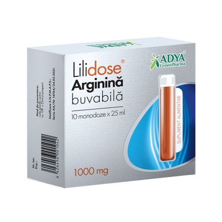 ARGININA BUVABILA 1000 MG LILIDOSE 10 MONODOZE X 25 ML ADYA GREEN PHARMA