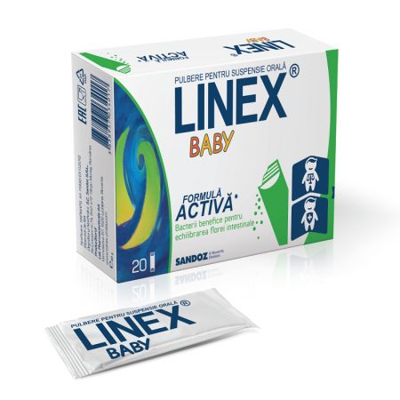 PULBERE PENTRU SUSPENSIE ORALA CU BACTERII LACTICE LINEX BABY 20 PLICURI SANDOZ