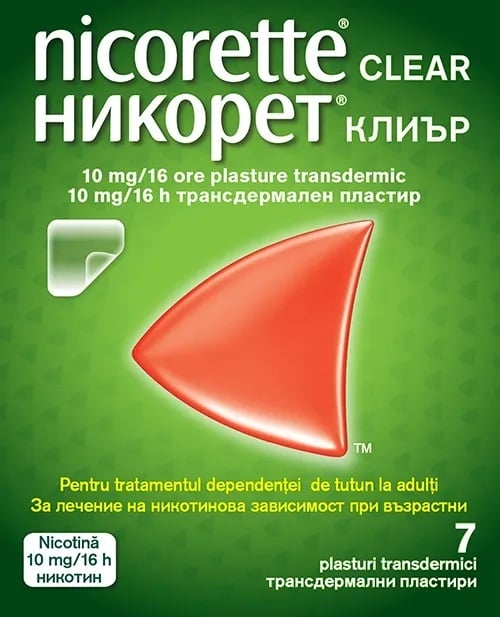 Nicorette Clear 10mg/16h, 7plasturi transdermici, Kenvue