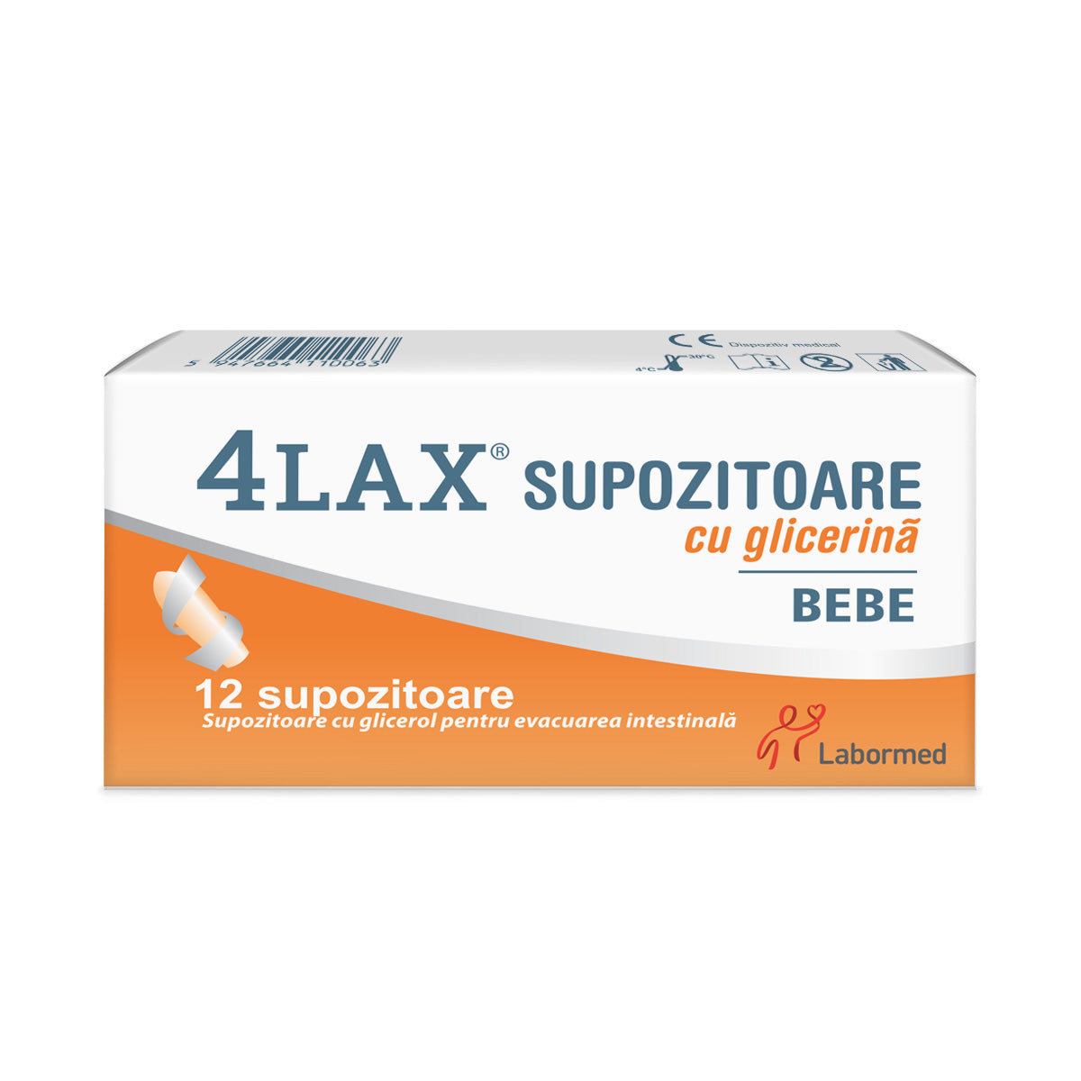SUPOZITOARE CU GLICERINA PENTRU BEBELUSI 4LAX 12 BUCATI LABORMED