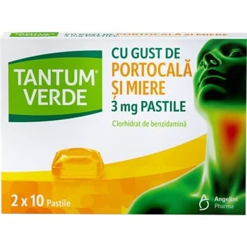 Tantum Verde Portocala si Miere 3mg, 20 pastile de supt, Angelini