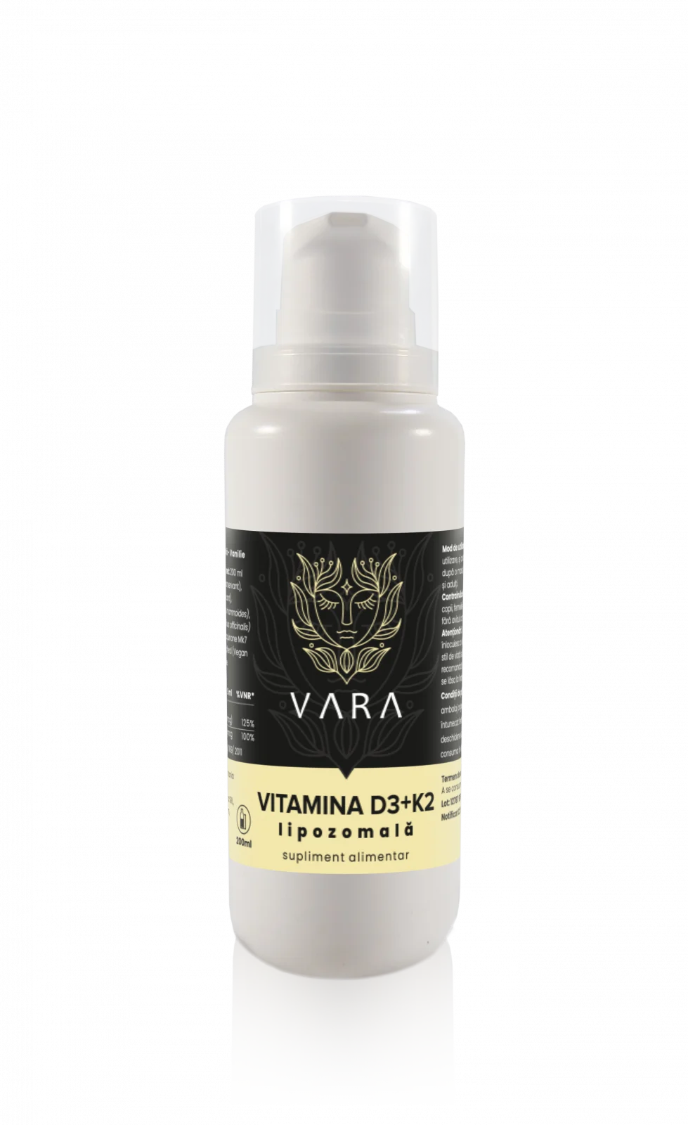 Vitamina D3K2 Copii/Adulti Lipozomal Premium - Drogheria Vara - 200 ml - Vanilie(carii/alergii/astm/dezvoltare osoasa copii)