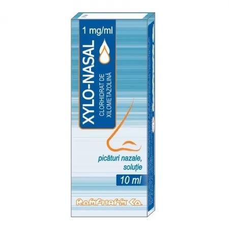 Xylo-Nasal 1mg/ml solutie nazala picaturi, 10ml, Rompharm