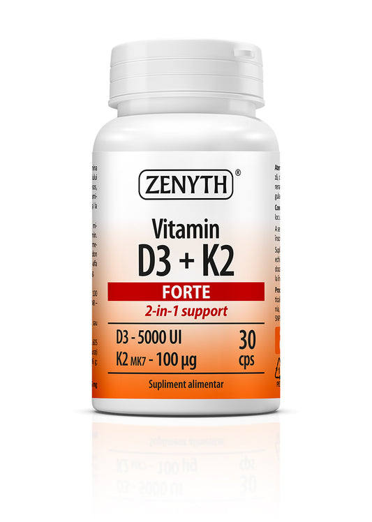 Vitamin D3 + K2 Forte, 30 capsule, Zenyth