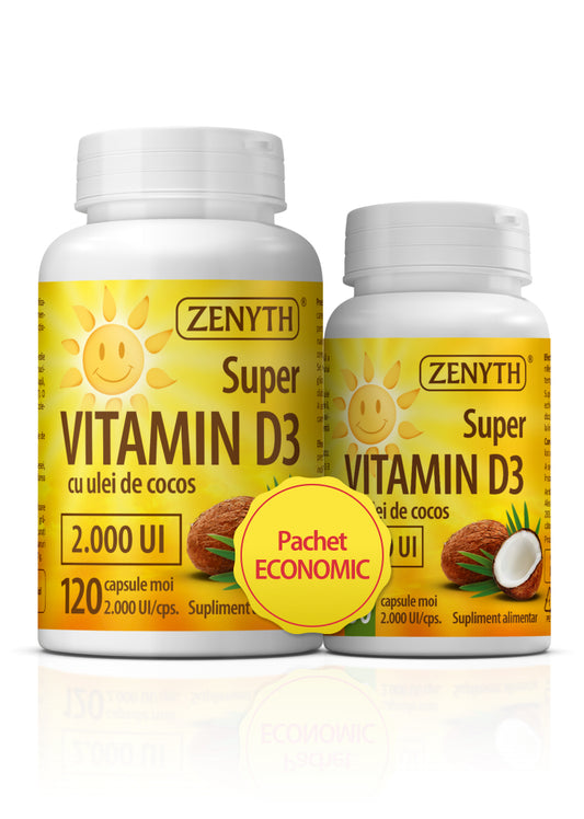 Super Vitamina D3 2000 UI cu ulei de cocos X 150 capsule