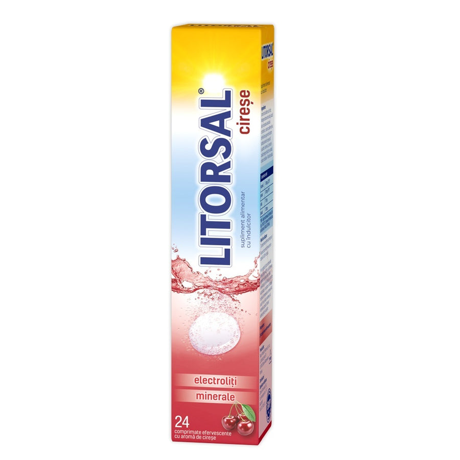 Electroliti cu aroma de cirese Litorsal, 24 comprimate efervescente, Zdrovit