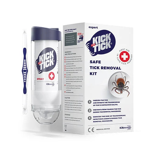 Set pentru îndepărtarea sigură a căpușelor cu spray pentru înghețare si penseta pentru oameni si animale, Kick the Tick ICB Pharma