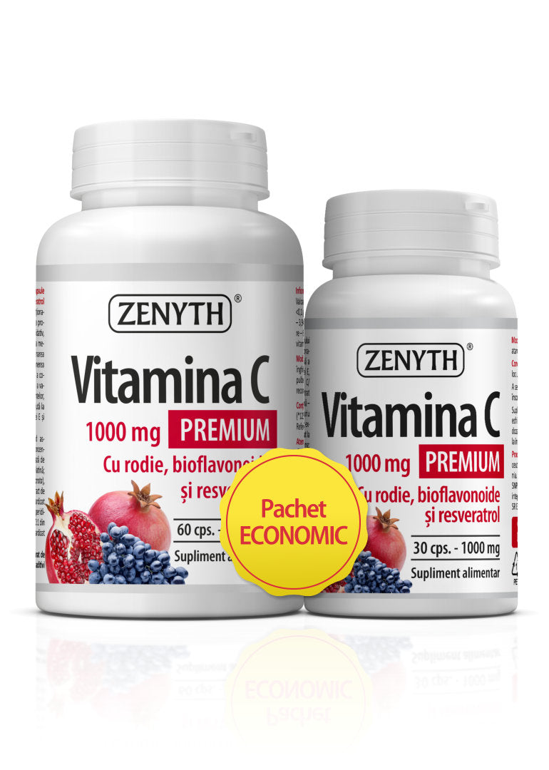Vitamina C Premium cu rodie, 1000 mg, 90 capsule