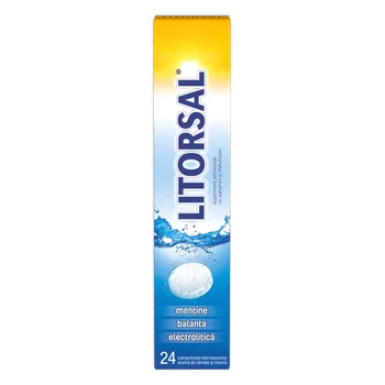 Litorsal electroliti cu aroma de menta si lamaie, 24 comprimate efervescente, Zdrovit