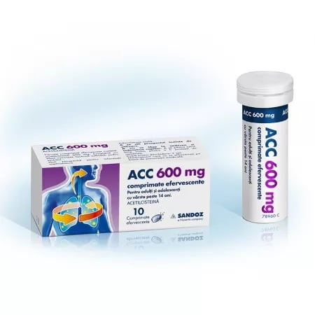 ACC 600mg, 10 comprimate efervescente, Sandoz