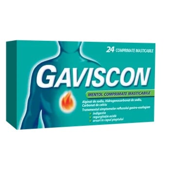 Gaviscon Mentol, 24 comprimate masticabile, Reckitt