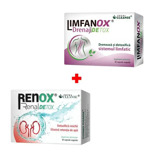 Pachet Limfanox Drenaj Detox, 30 capsule + Renox X 30 capsule, Cosmopharm