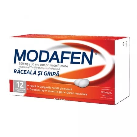 Modafen raceala si gripa 200mg/30mg, 12 comprimate filmate, Stada