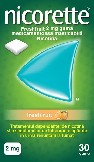 Nicorette FreshFruit, 2mg, 30buc guma mast, Kenvue