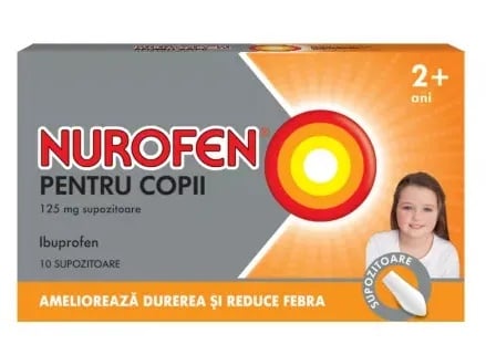 Nurofen pentru copii 2-6 ani, 125mg, 10 supozitoare, Reckitt