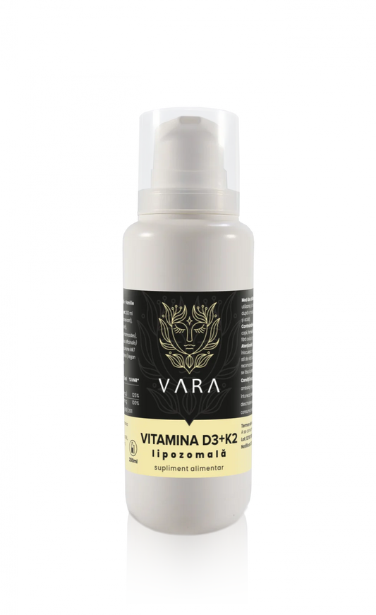 Vitamina D3K2 Copii/Adulti Lipozomal Premium - Drogheria Vara - 200 ml - Vanilie(carii/alergii/astm/dezvoltare osoasa copii)