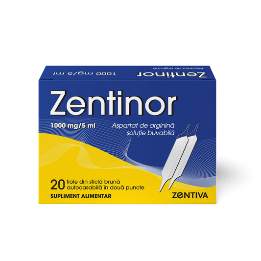 ASPARTAT DE ARGININA ZENTINOR 1000 MG/5 ML 20 FIOLE BUVABILE ZENTIVA